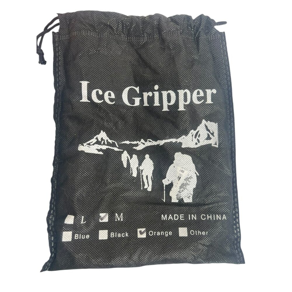 Ice Gripper Traction Cleats For Shoes Orange Durable Steel Chains Rubber Size M